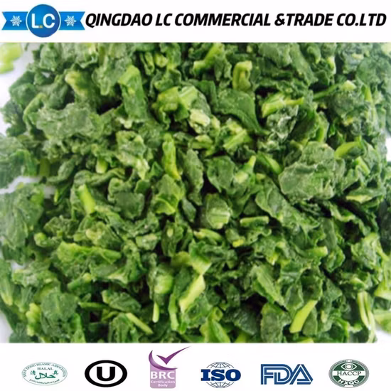 Venta caliente Nature Color Fresh IQF Espinacas picadas congeladas