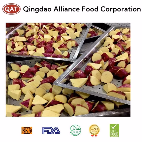 Dados de patata dulce congelados rápidamente