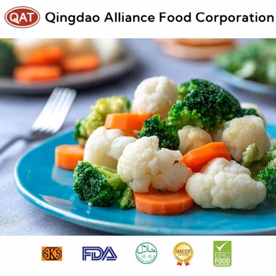 Verduras mixtas congeladas IQF de 3 maneras Mezcla de verduras mixtas de California con coliflor, brócoli y zanahoria con precio mayorista